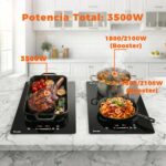 Topwish Placa Inducción 2 fuegos con zonas flexibles, Placa Inducción 30 cm, con Booster, 9 Niveles, Temporizador, Seguridad Infantil, Apagado automático, Mantiene caliente, 3500W - Imagen 3