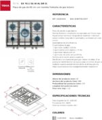 Placa de Gas TEKA 68 cm, 5 Quemadores, Doble Anillo, Controles Frontales Metálicos, Quemadores de Alta Eficiencia - Imagen 3