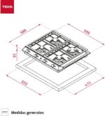 TEKA Cocina de Gas 58 cm, 4 Quemadores, Doble Anillo, Controles Frontales Metálicos, Quemadores de Alta Eficiencia, Autoencendido, Seguridad Termopar, Modelo EX 60.1 4G AI AL DR CI - Imagen 3