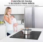 Placa de cocción con 5 luces integradas, vitrocerámica de 5 fuegos, placa eléctrica de 8600 W, temporizador, control táctil, 77 x 52 x 5 cm - Imagen 3