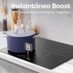 CIARRA Placa Inducción 3 Fuegos 6200W Placa Inducción Cerámica 60 cm, 9 Niveles de Potencia, Temporizador, Cierre de Seguridad CBBIH3 - Imagen 3
