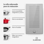 Klarstein Placa de inducción eléctrica 3500W, Placa de inducción eléctrica de 2 fuegos, Placas de sobremesa, Control táctil - Imagen 4