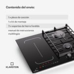 Klarstein MultiChef 4 Cocina de Inducción Gas - 4 Zonas (2 Gas, 2 Inducción), Flexzone, Control Slide Temporizador, 7 Kw, Negra, 58,5 cm - Imagen 5