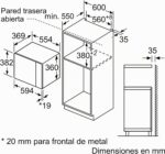 Bosch - Microondas integrable, 60 cm, 8 programas automáticos, 25 litros, Grill, Negro, - Imagen 2