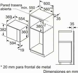 Bosch - Microondas integrable, 60 cm, 8 programas automáticos, 25 litros, Grill, Negro, – Image 2