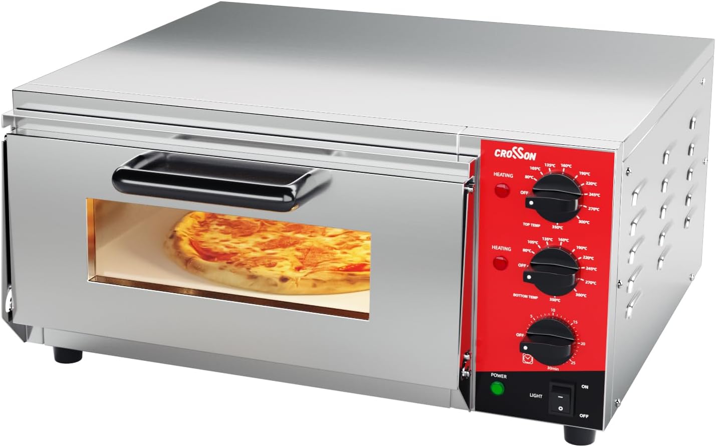 CROSSON Horno de pizza eléctrico de 16 pulgadas, horno de Horno eléctrico profesional de pizza CROSSON de acero inoxidable – Image 1