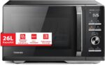 Combo microondas Toshiba 6 en 1 con AirFry, 26 litros, descongelación Chef, cocción al vapor, 10