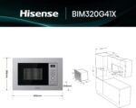 Hisense BIM320G41X - Microondas Integrado, 1000W, 20L, Alto 38,8 cm x Ancho 59,5 cm, - Imagen 2