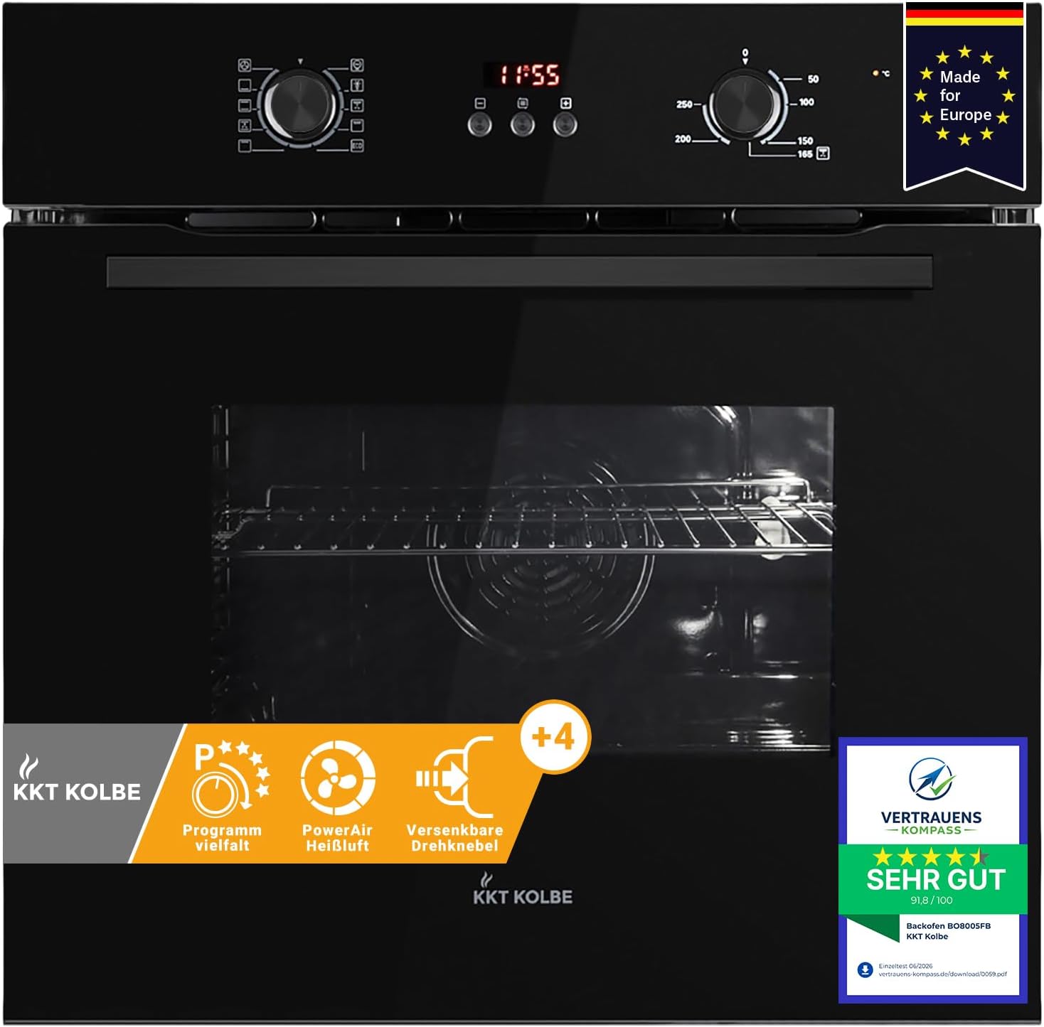 KKT KOLBE BO8005FB Horno empotrado 60 cm | Diseño completamente Horno KKT KOLBE BO8005FB empotrado 60 cm, Diseño completamente negro, independiente, 70L, 3kW - Imagen 1