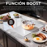 Placa de Inducción Karinear 3 Fuegos con Enchufe, Función Boost, Integrada 3 Zonas 60 cm, Control Táctil, 9 Niveles de Potencia - Imagen 2