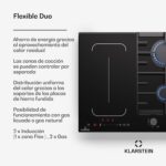 Klarstein MultiChef 4 Cocina de Inducción Gas - 4 Zonas (2 Gas, 2 Inducción), Flexzone, Control Slide Temporizador, 7 Kw, Negra, 58,5 cm - Imagen 2
