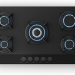 Klarstein Velaire Placa de gas 90 cm - 5 fuegos, 10400 W, Vidrio, Encendido eléctrico, GLP y gas natural, Protección antillama