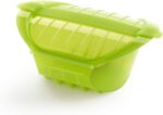 Lékué Estuche Vapor Profundo con Bandeja 3-4 Personas, Silicona Platino Verde, 1000 ml