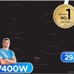 MIDEA Placa de Inducción 3 Fuegos 60 cm 7400 W - Placa de Inducción Integrada con Panel de Control Táctil, Quattro Inverter 9 Niveles, Booster, Indicador luminoso y Temporizador