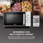 Microondas 2 en 1 Cerámico CASO MG 25 Ecosytle sin Plato Giratorio con Grill 1000W - 25L - Imagen 2