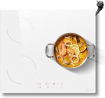 NOXTON Placa de Inducción 3 Fuegos, Inducción Blanca, Empotrable 60 cm, Función Boost, Control Táctil, Temporizador, Bloqueo de Seguridad, Apagado Automático, 220 V - 240 V, 3500 W, con Enchufe