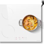 NOXTON Placa de Inducción 3 Fuegos, Inducción Blanca, Empotrable 60 cm, Función Boost, Control Táctil, Temporizador, Bloqueo de Seguridad, Apagado Automático, 220 V - 240 V, 3500 W, con Enchufe