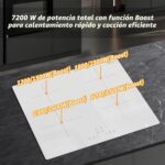 Placa De Inducción 4 Fuegos, Placas De Inducción 60 cm Vidrio Blanco, Función Boost, 9 Niveles De Potencia, Temporizador, Apagado Automático, Bloqueo De Seguridad, 7200W - Imagen 2