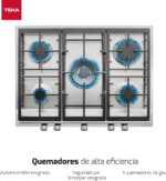 Placa de Gas TEKA 68 cm, 5 Quemadores, Doble Anillo, Controles Frontales Metálicos, Quemadores de Alta Eficiencia - Imagen 2
