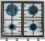TEKA Cocina de Gas 58 cm, 4 Quemadores, Doble Anillo, Controles Frontales Metálicos, Quemadores de Alta Eficiencia, Autoencendido, Seguridad Termopar, Modelo EX 60.1 4G AI AL DR CI