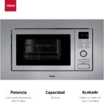 TEKA Microondas Integrable con Grill, Capacidad 20 L, 5 Niveles de Potencia, 800 W, Acero Inoxidable - Imagen 2