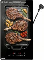 Topwish Placa Inducción 2 fuegos con zonas flexibles, Placa Inducción 30 cm, con Booster, 9 Niveles, Temporizador, Seguridad Infantil, Apagado automático, Mantiene caliente, 3500W