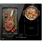 Topwish Placa de Inducción 4 Fuegos, Placa de Inducción 2 Zonas Flexibles, Mesa de Cocción de 60 cm, con Booster, 9 Niveles, Temporizador, Seguridad Infantil, Apagado Automático, Mantener Caliente, 7200W