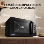 Toshiba MW2-MM20P(BK) Microondas independiente 20L 700W 5 niveles de potencia con LED de descongelación fácil - Imagen 2