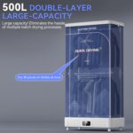 Secadora Eléctrica con Ruedas y Dos Estantes, 1300W Plegable y Sin - Imagen 3