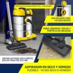 MASKO® Aspirador Industrial Seco Húmedo de Acero Inoxidable 2300W con Enchufe, Función de Soplado, – Image 3