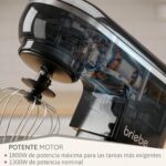Robot de Cocina Profesional briebe 1800 W Max, Movimiento Orbital, Varillas, Bol 5L, 6 Velocidades – Image 4