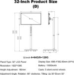 TV portátil inteligente de 32 pulgadas, TV portátil con ruedas, rotación de ±90°, rotación de pantalla táctil - Imagen 3