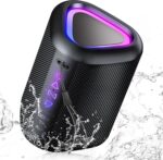 Altavoz Bluetooth inalámbrico potente portátil con luz LED, Bluetooth 5.4, 24 horas