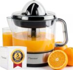 Exprimidor eléctrico de cítricos y naranjas Bestron, incluye 2 conos exprimidores y tapa aromática.