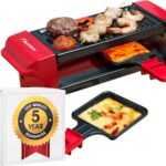 Mini raclette Bestron, para 1 o 2 personas, antiadherente, 350 W, rojo/negro