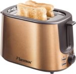 Tostadora Bestron para 2 rebanada, 1000 W, acero inoxidable