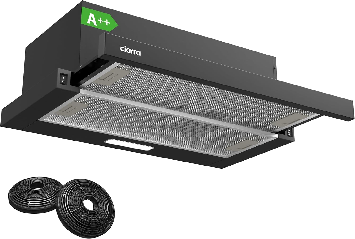 CIARRA CBCB6906D Campana extractora telescópica 60 cm 391 m³/h 2 CIARRA CBCB6906D Campana extractora telescópica 60 cm 391 m³/h 2 niveles Iluminación LED Filtro de carbón - Imagen 1