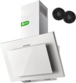 Campana extractora TopStrong Clase A++, 60 cm, color blanco, con filtro de carbón, evacuación exterior y