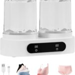 Lavadora de ropa interior, mini lavadora portátil para acampar 2 cámaras 3L de profundidad
