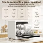 Lavavajillas de Encimera, con 7+3 Programas, Depósito de 5L, Control Táctil y Pantalla LED - Imagen 2