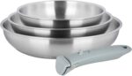 Sitram 716942 Juego de 3 sartenes ARPEGE 100% acero inoxidable Ø 20,24,28 mm - Saludables