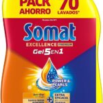 Somat Excellence Duo Gel Frescor Antiolor (2x70 Lavados), Detergente para lavavajillas todo en 1,