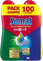 Somat Excellence Gel Antigrasa, Detergente Lavavajillas Desengrasante, Botella Líquida 50 x 2,