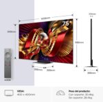 Televisor TCL 75C8L 75 Pulgadas inteligente LED 4K SQD-Mini, HDR 5500 nits, Atenuación local 2584, 144Hz – Image 2