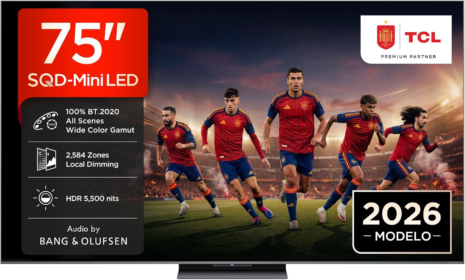TCL 75C8L TV 75 Pulgadas SQD-Mini LED 4K Smart TV, Televisor TCL 75C8L 75 Pulgadas inteligente LED 4K SQD-Mini, HDR 5500 nits, Atenuación local 2584, 144Hz – Image 1