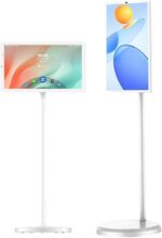TV portátil inteligente de 32 pulgadas, TV portátil con ruedas, rotación de ±90°, rotación de pantalla táctil