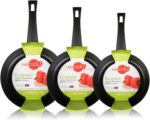 COCINAMOS Ecogreen Juego de 3 Sartenes 18 – 20 – 24 cm Aluminio, Inducción, Antiadherentes